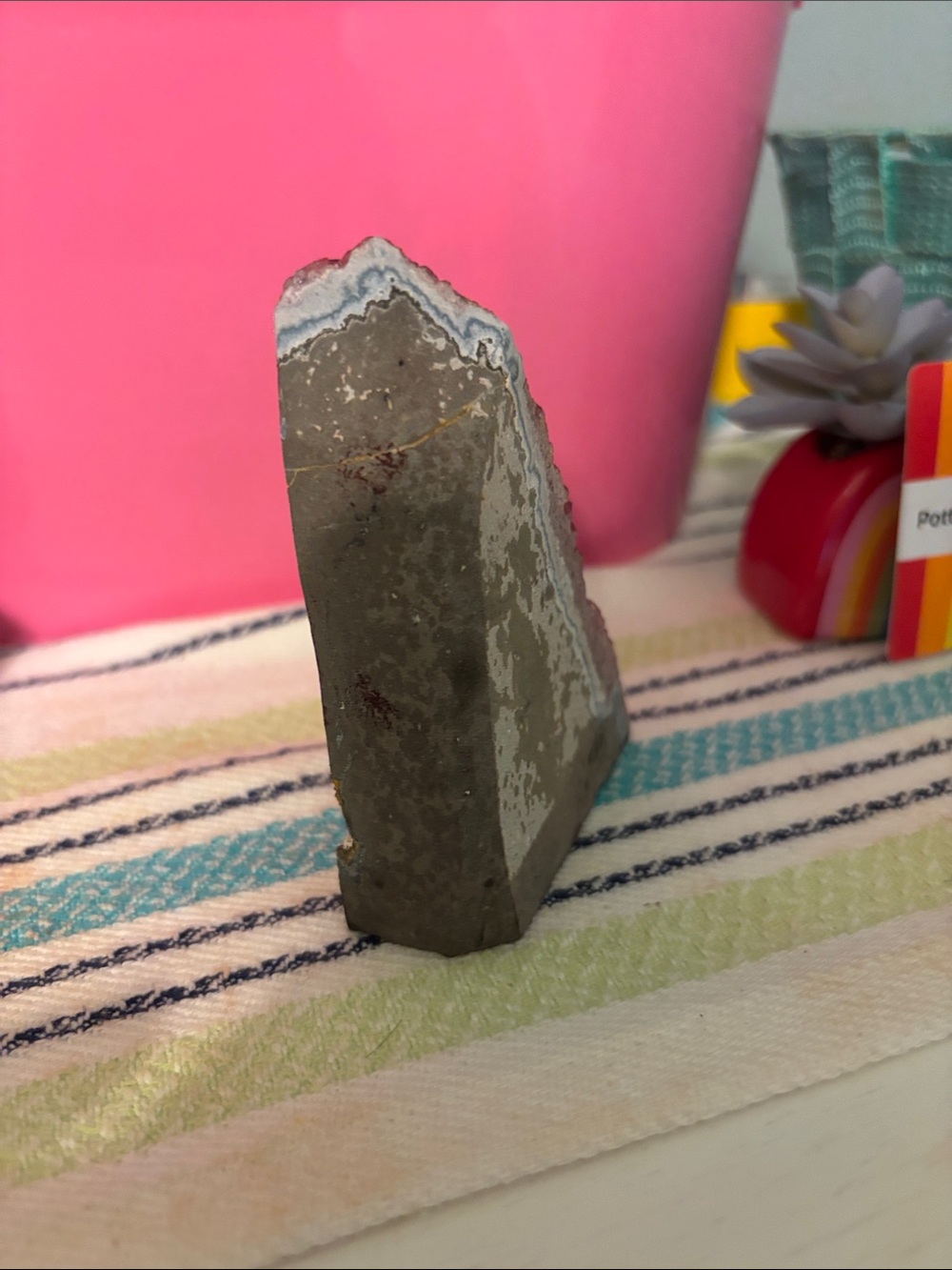 Rare Red Geode Quartz  Crystal Geode Accent Piece - Home Decor - Picture 3 of 5